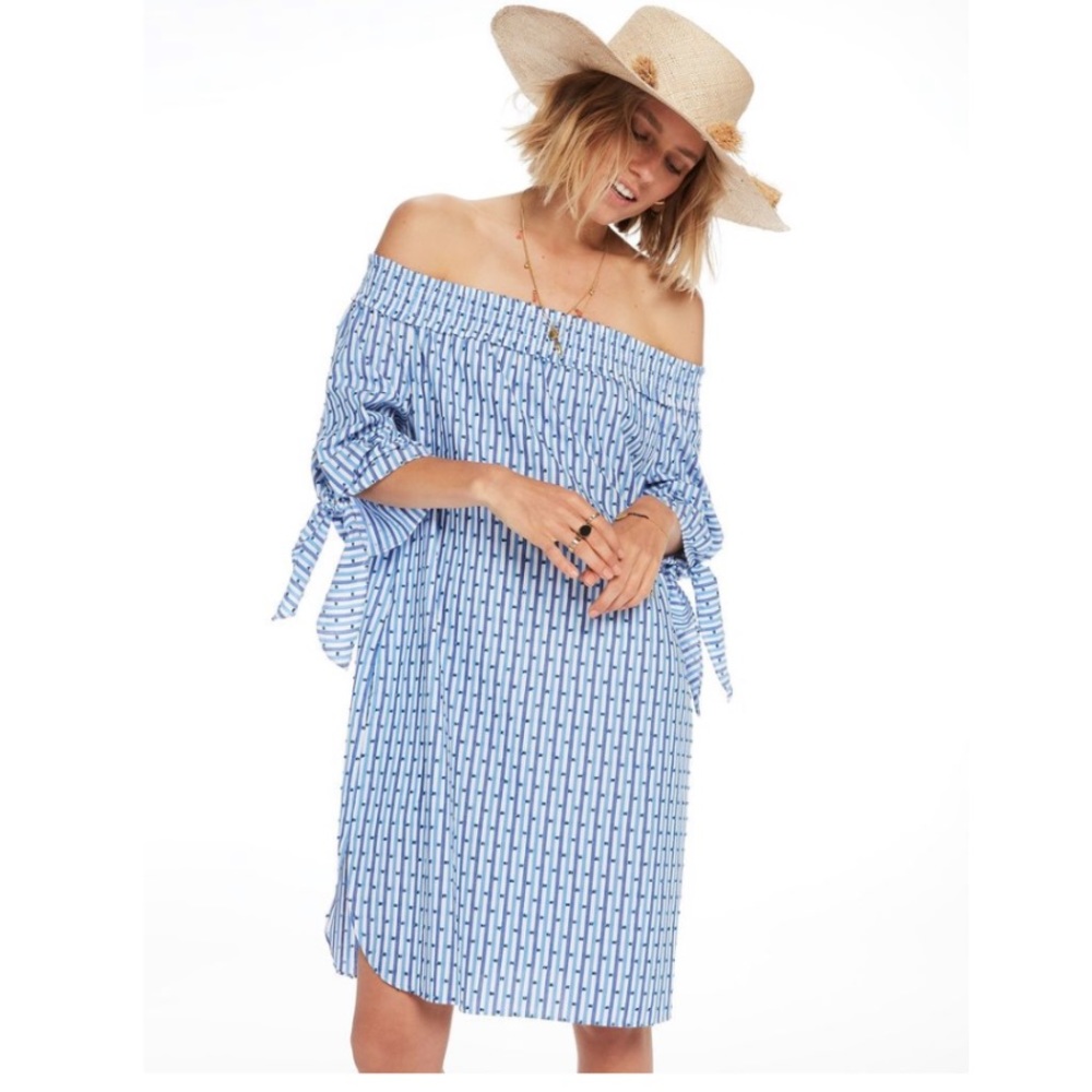 Maison Scotch Striped Off-Shoulder Dress